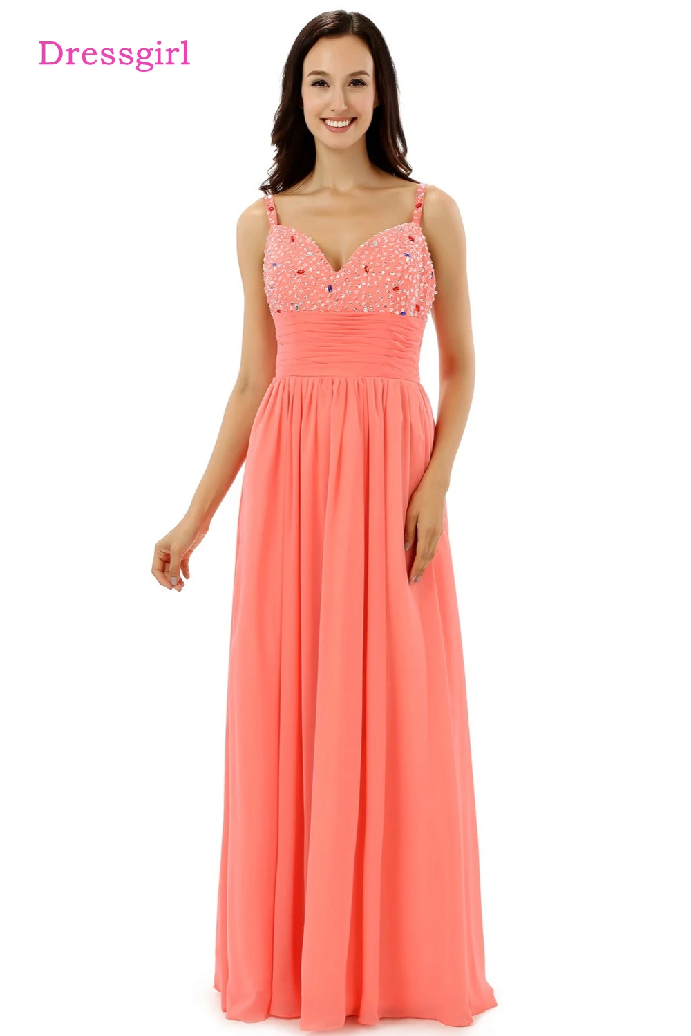 coral evening dress