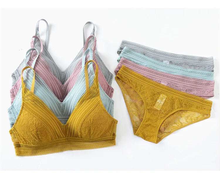 TERMEZY 2019 New Bra set Women Underwear Embroidery Lace Women Lingerie Sexy wireless Bras Soft Trim bralette set (14)