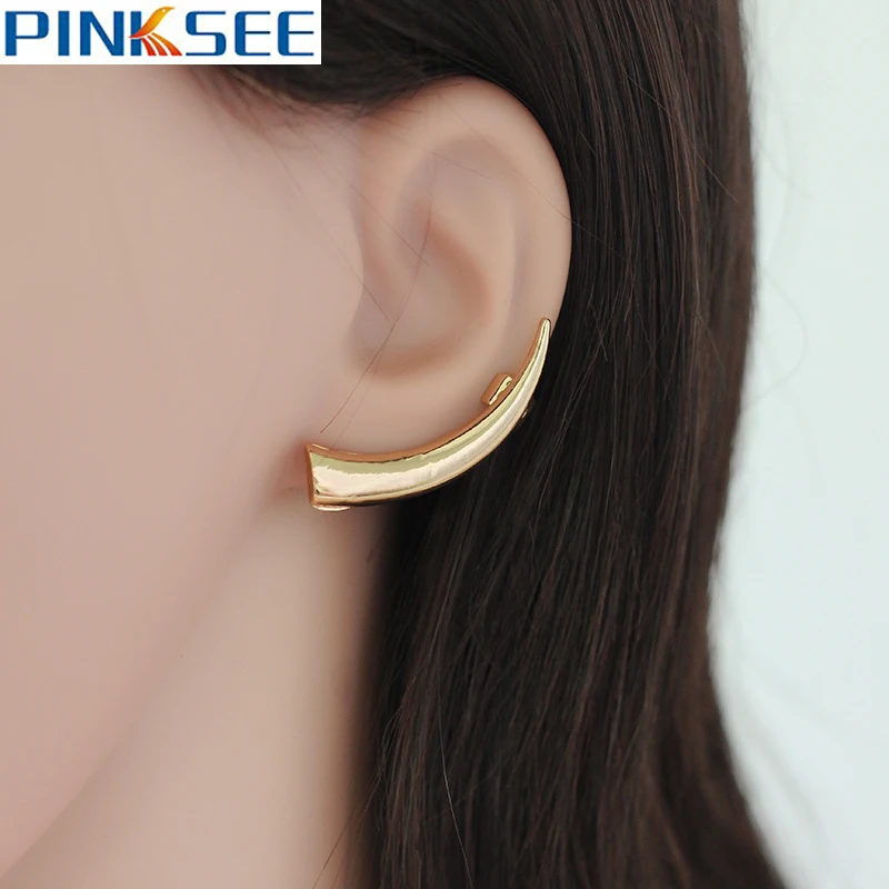 1pc Punk Silver Gold Curved Horns Design Ear Cuffs For Women 1pc Punk Silver Gold Curved Horns Design Ear Cuffs For Women Cartilage Earrings Fashion Ox Shape Clip Jewelry Gifts In From