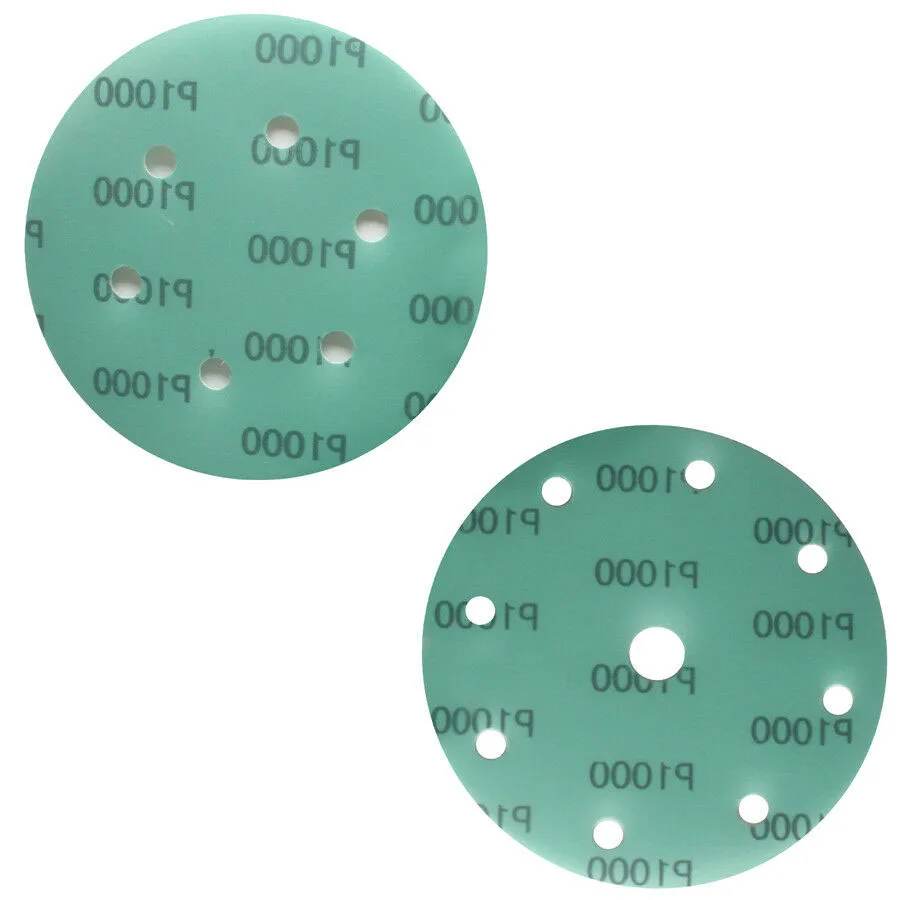 

2-20Pcs 6 Inch 150mm Polyester Film Wet/Dry Hook & Loop Flocking Green Sanding Discs Paint Abrasive Sandpaper