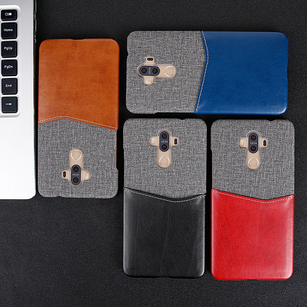 

For Huawei P20 Pro Canvas Cloth And Leather Case For Huawei Mate 9 Card Holder Cover For Huawei Mate 10 Pro P20pro Mate9 pro
