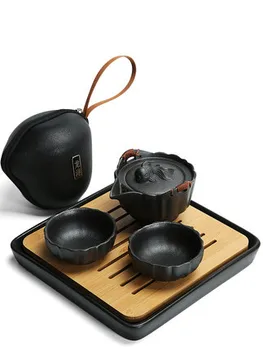 

Fast passenger tea cup portable travel tea set tea infuser [1 pot 2 cups] Ceramic Teapot home Chinese Kung Fu tea set