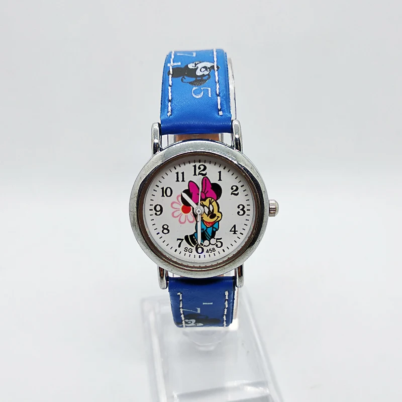 Список! Горячая Распродажа детские часы с рисунком детские часы для мальчиков и девочек часы с рисунком Minnie на циферблате повседневные кожаные женские кварцевые наручные часы