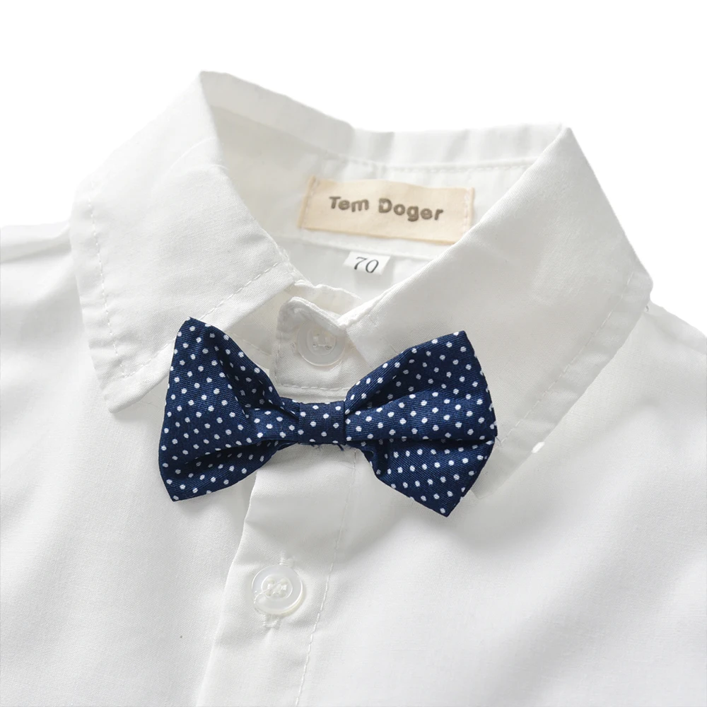 Tem Doger комплекты одежды для маленьких мальчиков зимняя одежда для новорожденного мальчика рубашка с галстуком+ жилет+ штаны, комплект одежды из 3 предметов