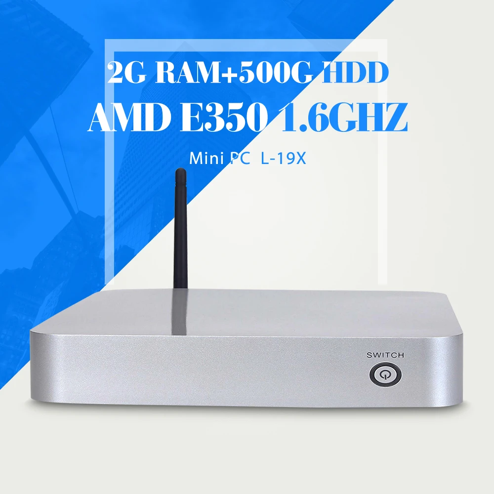  High Performance Micro Industrial PC Mini Computer Station Fan Industrial Thin Client E350 2g ram 500g hdd+WIFI Support HD Video 