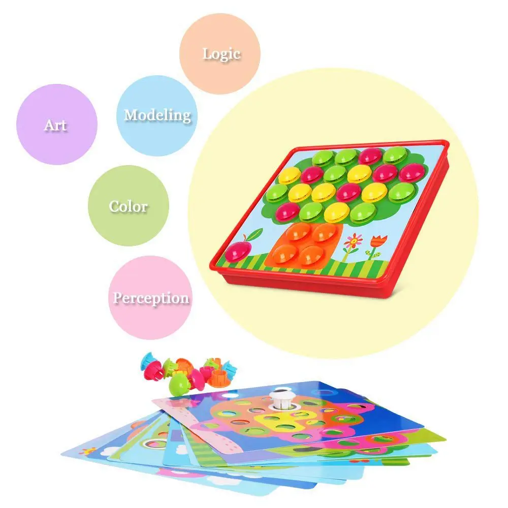 Early Learning Educational Toys For Children Button Art Color Matching Puzzles