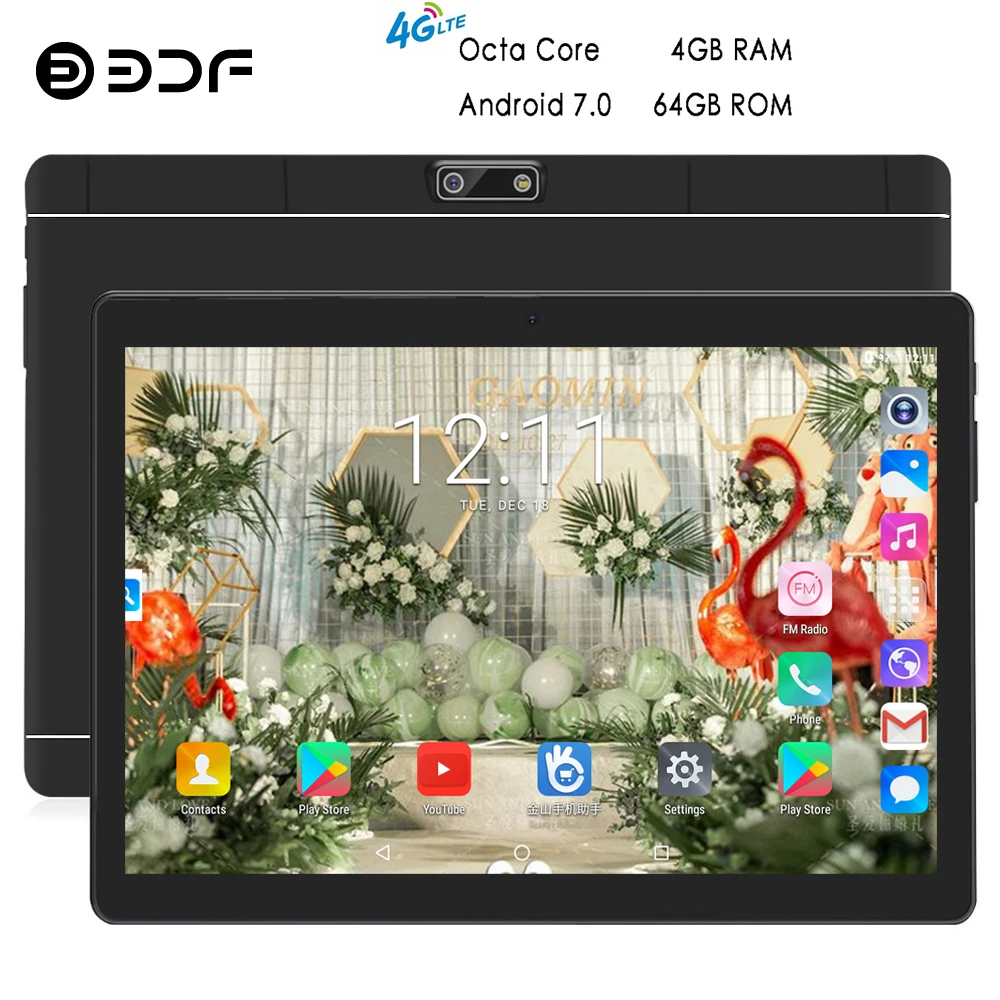

BDF Tablet 10 Inch Tablet 4GB/64GB Android 7.0 Octa Core 4G Phone Tablets Pc 1280*800 IPS Tab Bluetooth WiFi Android Tablet 10.1
