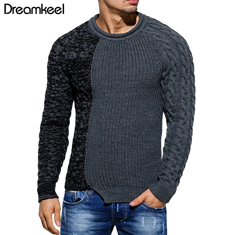 

Men's Sweater 2019 New Casual Fashion Trend Men's Round Neck Personality Color Matching Wild Large Size Christmas Menswear Y