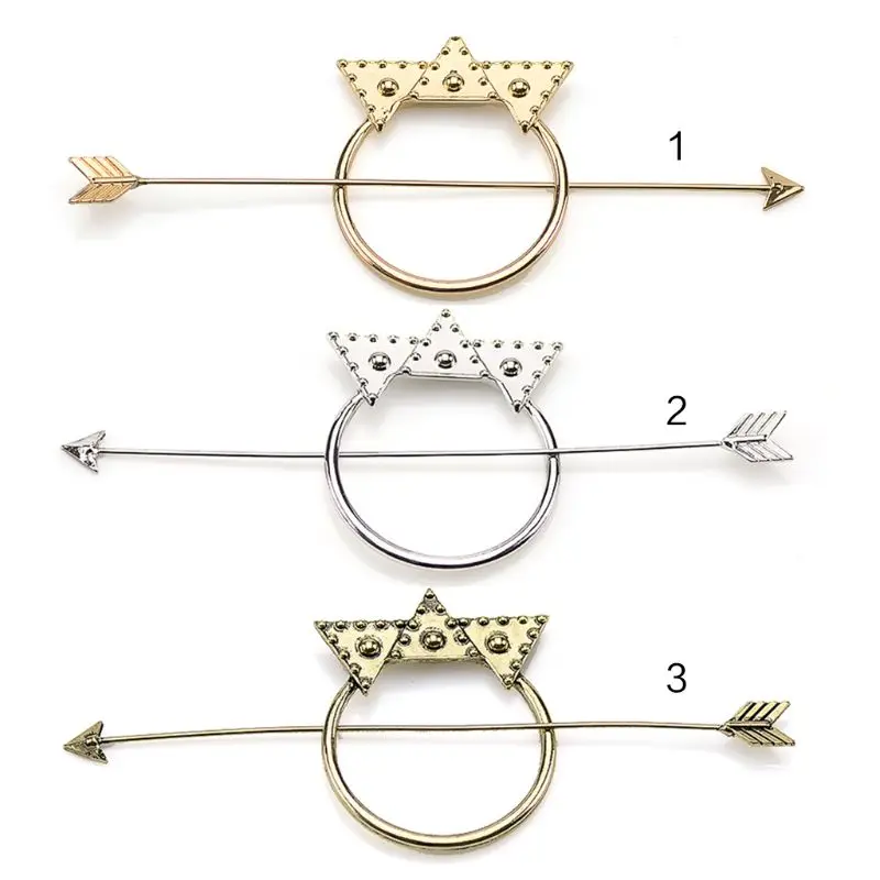 

Vintage Tiara Crown Shaped Hairpins Ladies Circle Arrow Pierced Hair Clip Metallic Slide Comb Styling Ponytail Holder Bun Maker