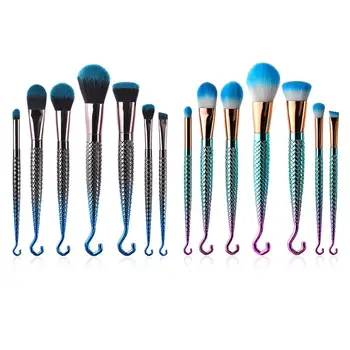 

7PCS Cosmetic Brushes Set Eye Shadow Eyebrow Foundation Powder Makeup Brushes Kit With Hook End Nylon Hair Plastic Handle