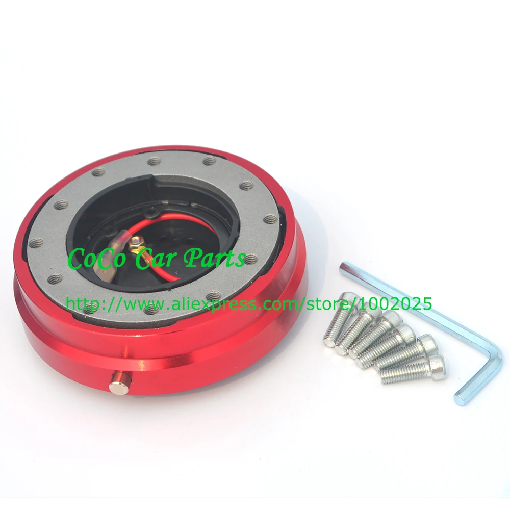Red Slim Steering Wheel Quick Release Snap Off Kit Quick Release Hub