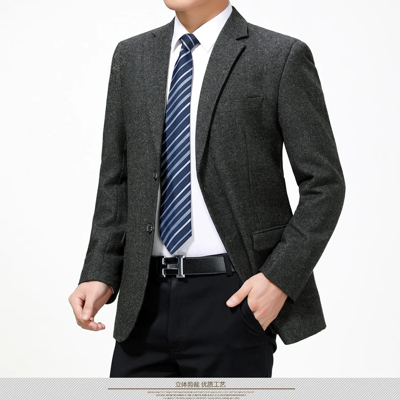 WAEOLSA Men Woollen Blends Blazers Camel Woll Suit Blazer Man Navy Blue Gray Blazer Male Business Outfits Blazer Hombre (10)