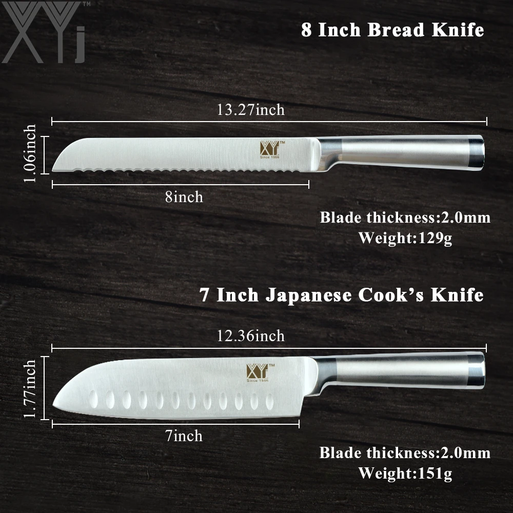 XYj Japanese Style Stainless Steel Kitchen Knife Paring Utility Santoku Bread Chef Slicing knife High Carbon Steel Cooking Knive