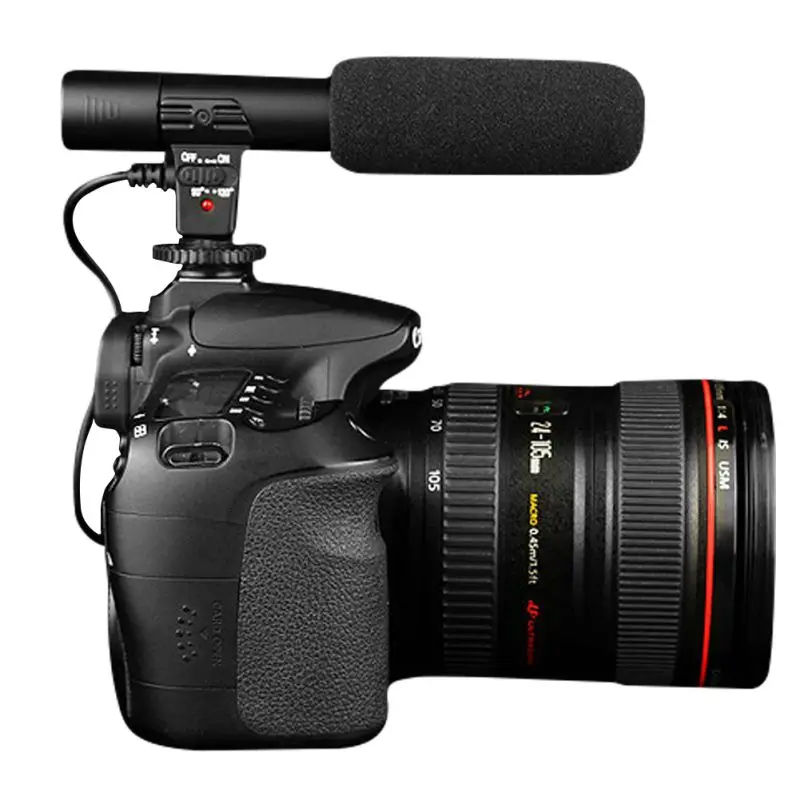 Professional Black Studio Digital Video Stereo Recording 3 5mm Microphones For Camera