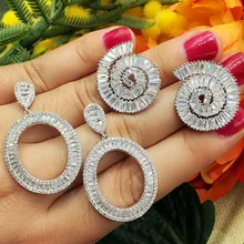 GODKI Luxury Snails Circle Oval Design Clear Cubic Zirconia Women Engagement Earrings Studs Jewelry Party Gift