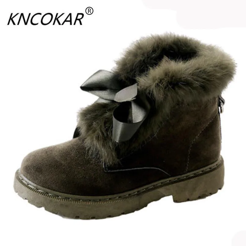 

2017 Hot sales bow-knot new autumn and winter wear warm snow boots women's flat shoes fashion wear short boots women's shoes
