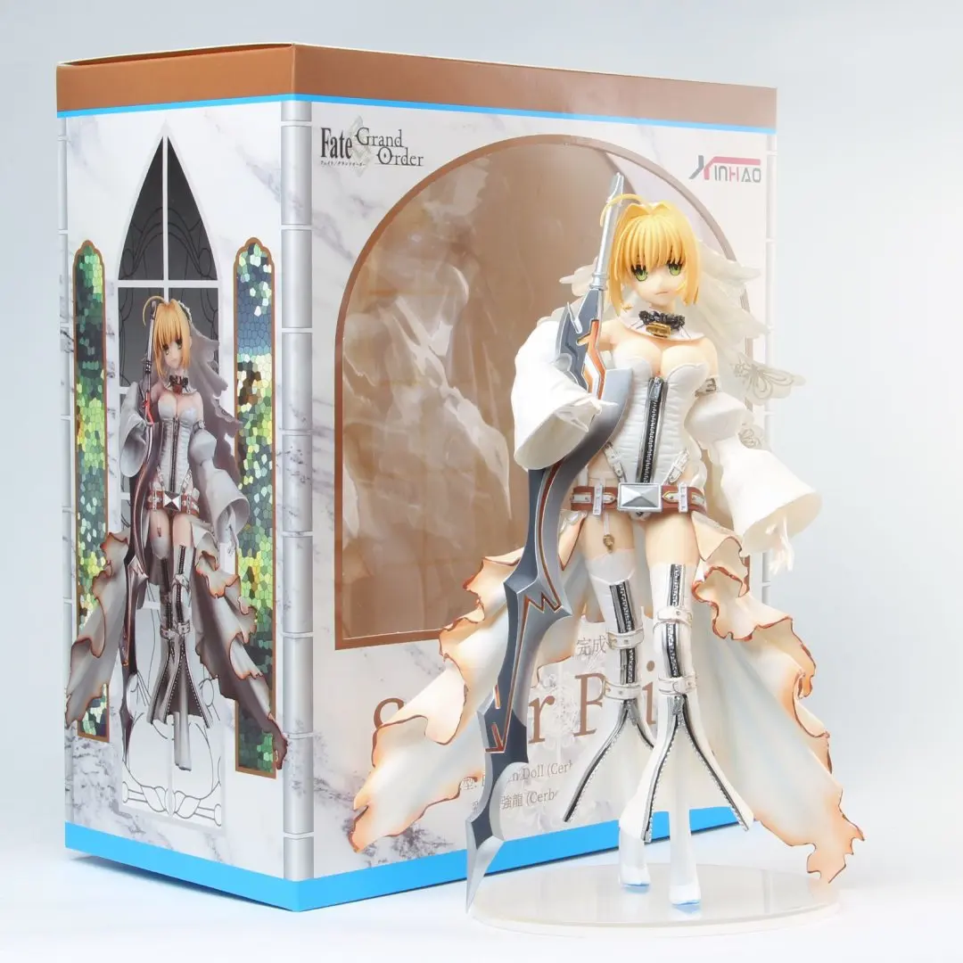 

24cm New Arrival Anime Action Figure FGO Fate Grand Order Saber Wedding Ver Model PVC Decoration White Dress Doll Brinquedos