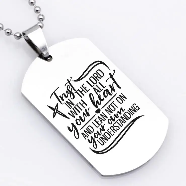 

2018 New Square Letter Necklace Keychain Trust In The Lord With All Your Heart Drop Shipping Accepted YP6120