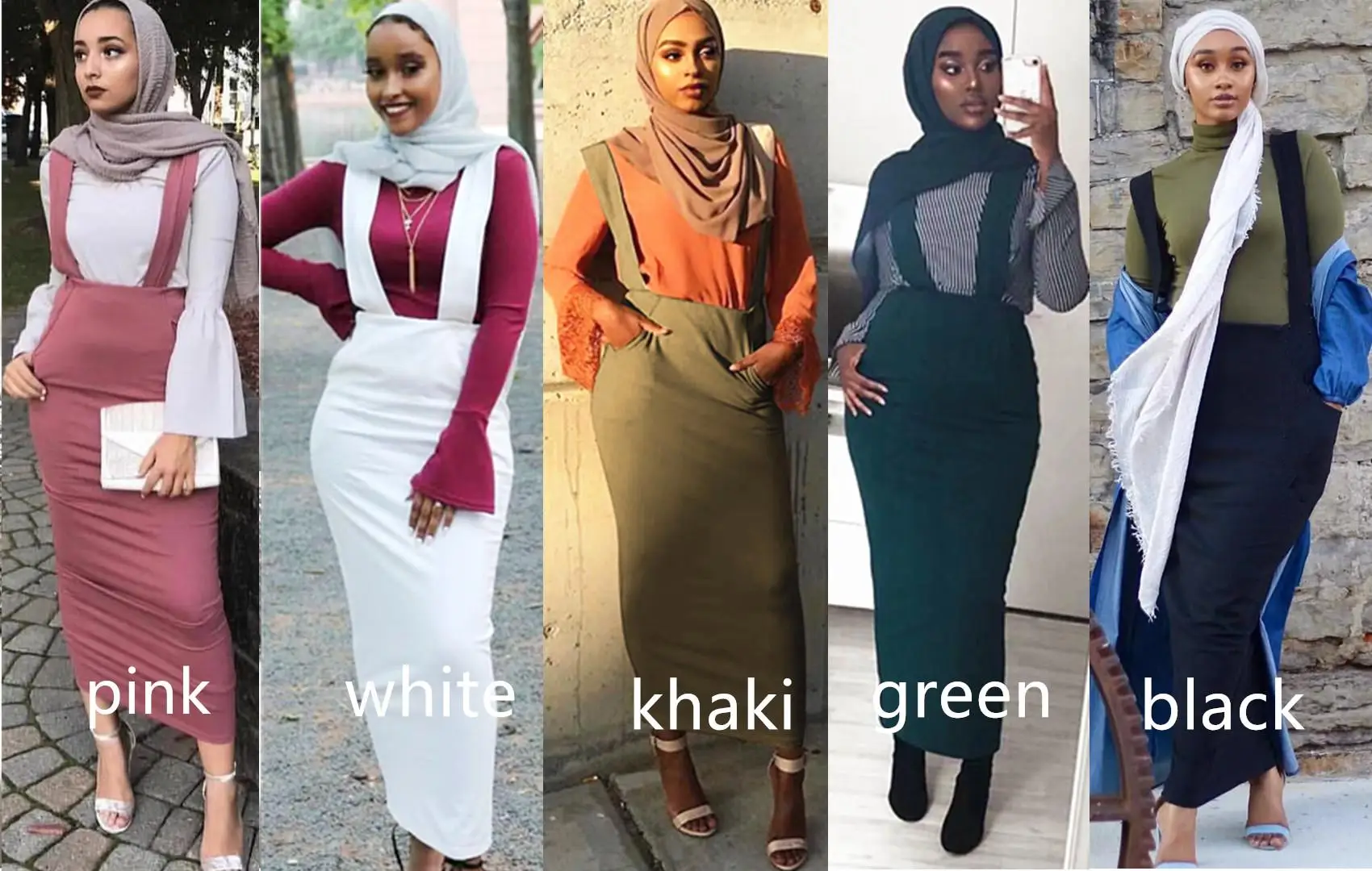 5 цветов абайя мусульманская юбка женская юбка на подтяжках Макси карандаш Средний Восток Bodycon абайя высокая Талия Оболочка Длинная юбка исламский
