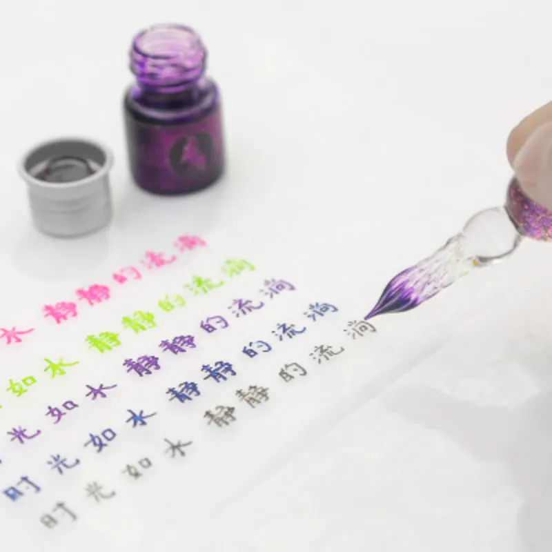 Billig JUGAL Kreative Starry sky Glas Stift Gold Pulver tinte Stift Glas Dip Stift Für Schreiben Brunnen pen set Geschenk Box kunst Liefert