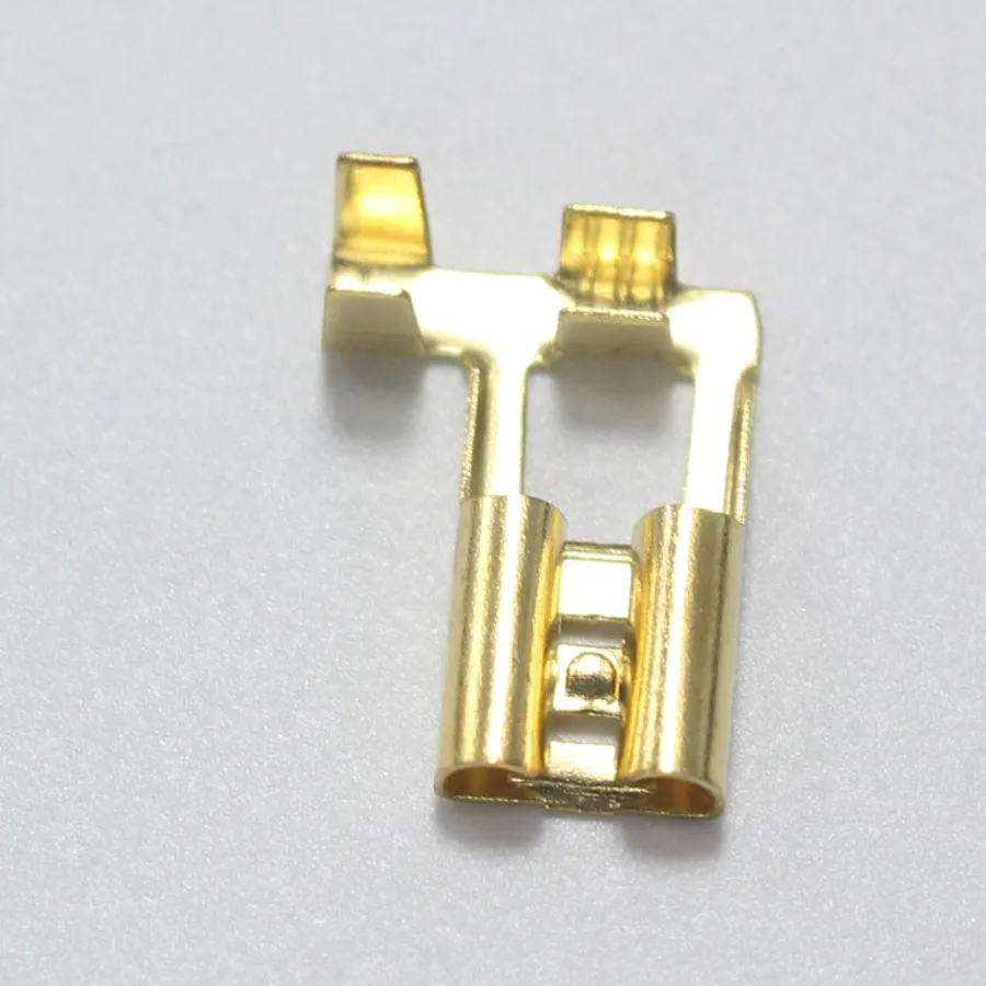 50pcs Copper 6.3 Crimp Terminal 6.3mm Flag Type Uninsulated Spring Connector Right Angle Female Cold Terminal