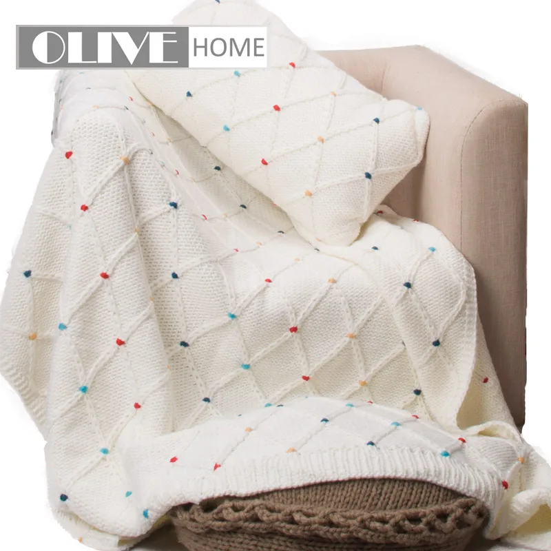 

Battilo Knit Colorful Handmade Porcelain White Throw Blanket, 60" X 50"