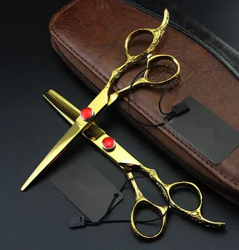 

New Japan 440c 6 inch golden Plum handle hair scissors set barber scissor thinning scisor cutting shears hairdressing scissors