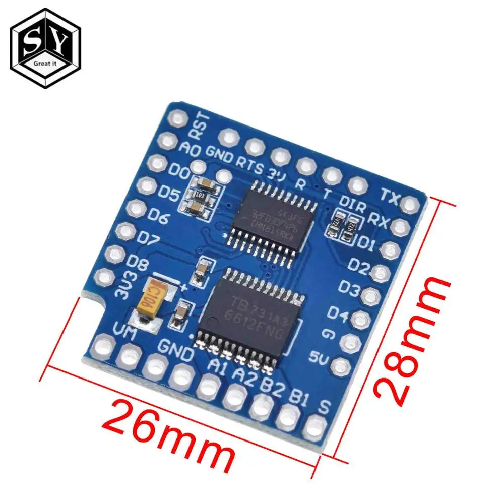 1 компл. Моторный щит для WeMos D1 Мини TB6612FNG Wemos IEC двойной моторный драйвер Щит Модуль вождения с серийным горшком