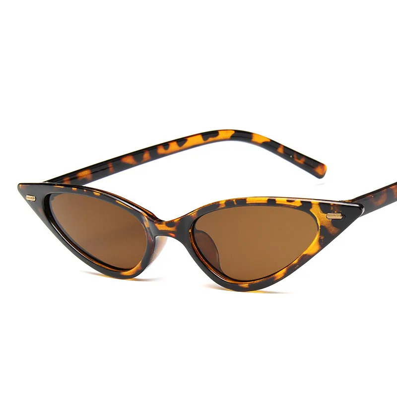 Маленькие кошачьи глаза треугольные солнечные очки сексуальные женские брендовые винтажные кошачьи глаза оправа тонированные красные зеркальные линзы солнцезащитные очки - Lenses Color: Leopard