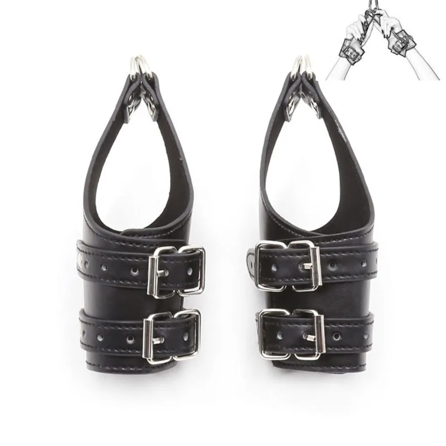 Leather-Bondage-Wrist-Supension-Cuffs-BDSM-Harness-Bondage-Restraints-Hanging-Hand-Cuffs-Roleplay-Accessories