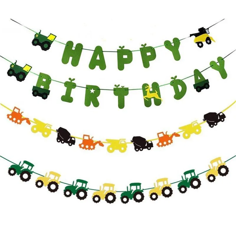 

Omilut 5pcs Construction Tractor Logging Forest Banner Construction Birthday Party Banner Children's Party Decoration Supplies