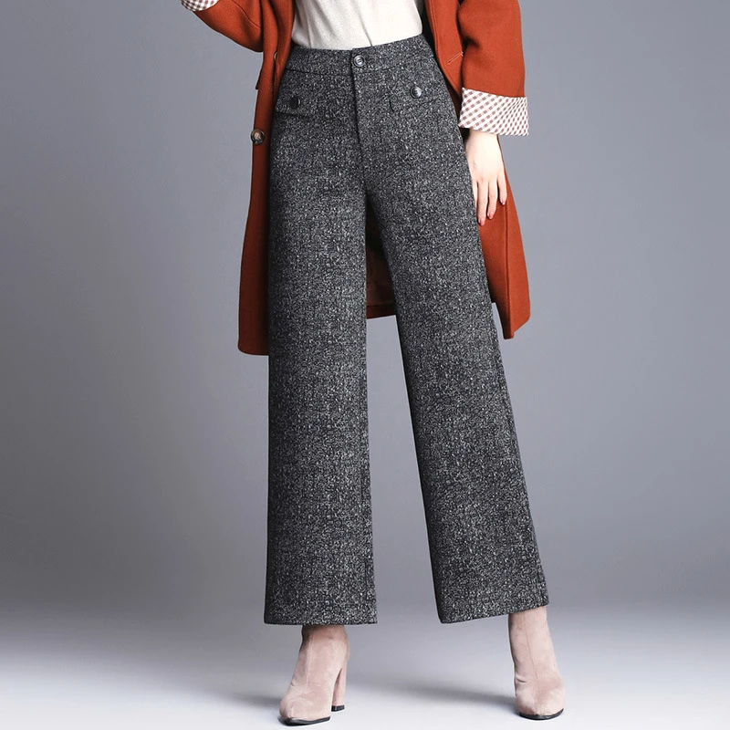 Fall-Winter-Fashion-Womens-Office-Lady-High-Waisted-Wide-Leg-Straight ...