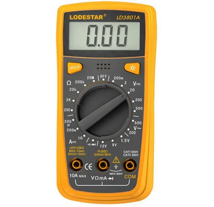 Lodestar LD3801A handheld digital multimeter, backlight buzzer