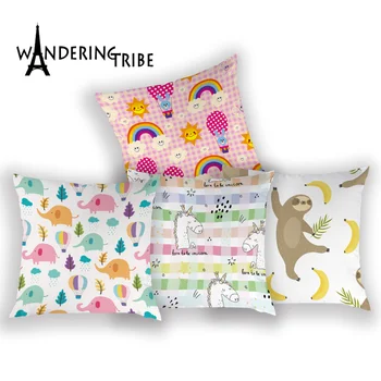 

Cartoon Pillowcase Cute Animals Cushion For Chair Children Decorative Pillow Elephant Cougar Bear Rabbit Pattern Cushions Cover