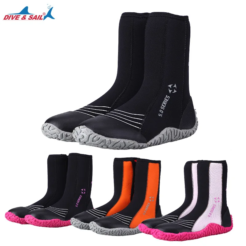 DIVE&SAIL 5mm Scuba Diving boots for women men Water Sport Snorkeling  shoes Fishing wetsuit boots