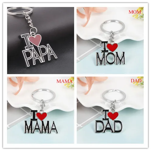 Брелок для ключей с надписью I Love Mom Dad Mama Papa Heart семейный рюкзак пряжкой брелок в