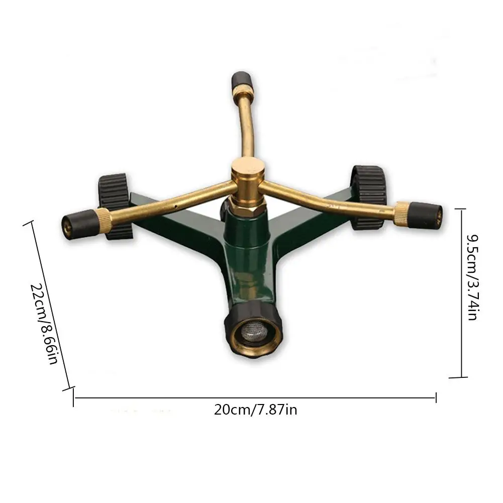 Garden Sprinklers Automatic Watering Grass Lawn 360 Degree Fully 3 Nozzle Circle Rotating Irrigation System