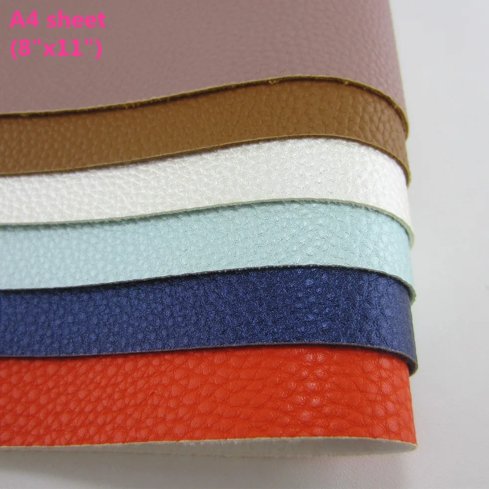 6pcs A4 sheet PU Leather lychee synthetic leather faux leather fabric for sewing DIY CN298in