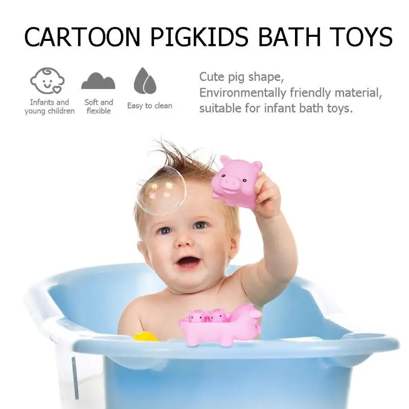 3 5 шт. Детские игрушки для купания милый мультфильм свинья Squeeze плавающей воды одежда заплыва ванная комната игрушка воды игрушечные
