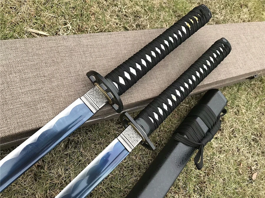 High Quality Set Japanese Ninja Sword Samurai Katana Very Sharp Blue High Manganese Steel Blade