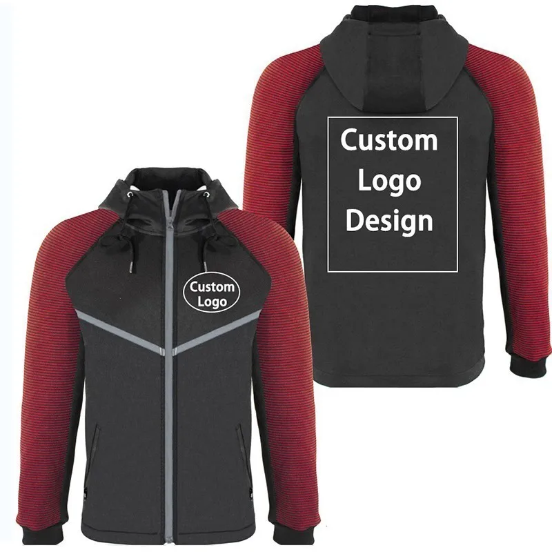 

Fashion US EUR Custom Logo Design Men Hoodies DIY Printing Zipper Hooded Coat Unisex Jacket Sweatshirts Drop Shipping