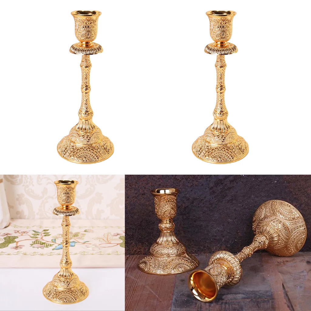 2pcs Luxurious Gold Color Candelabra Candle Holder, Single Arm Gift for Weddings, Home, Party, Spa, Votive Candle Garden