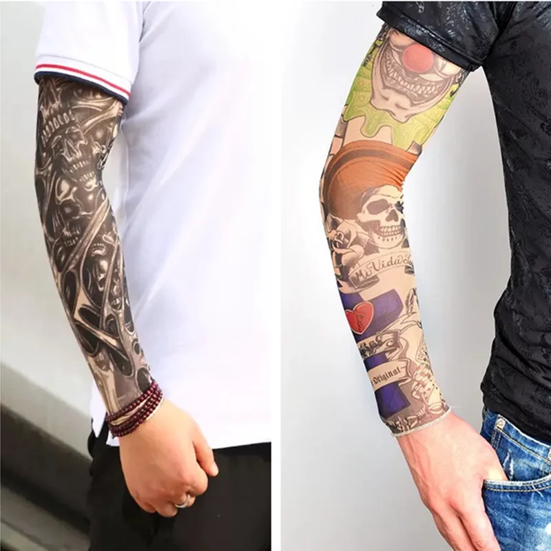 Летний солнцезащитный крем татуировки теплый рукав унисекс УФ Защита открытый поддельные рукав с татуировками Mangas