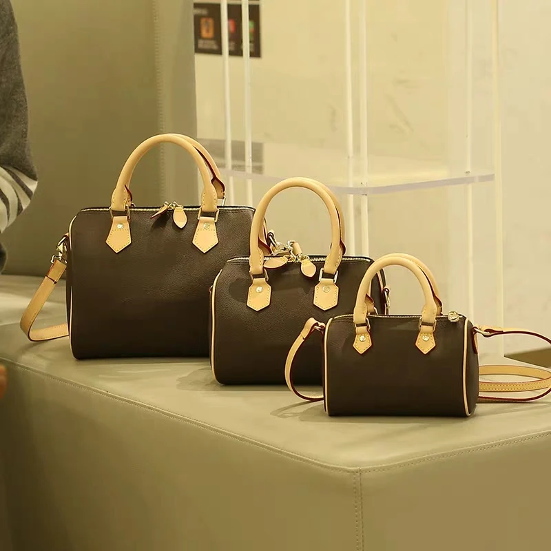 

2019 Luxury Brand Speedy Bag Women Top Quality Real Leather Shoulder Monogram Travel Bag 25/30/35cm bolsa feminina