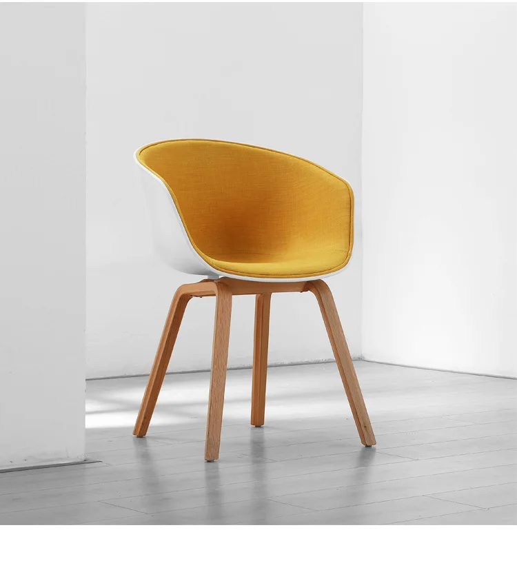 Стулья для гостиной, мебель для дома из массива дерева+ пластиковый обеденный стул, стул для кофе, скандинавские шезлонги, стул Луи - Цвет: Цвет: желтый