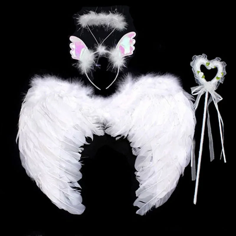 Novelty Party Kids Feather Angel Wings Headband Magic Wand Theme ...