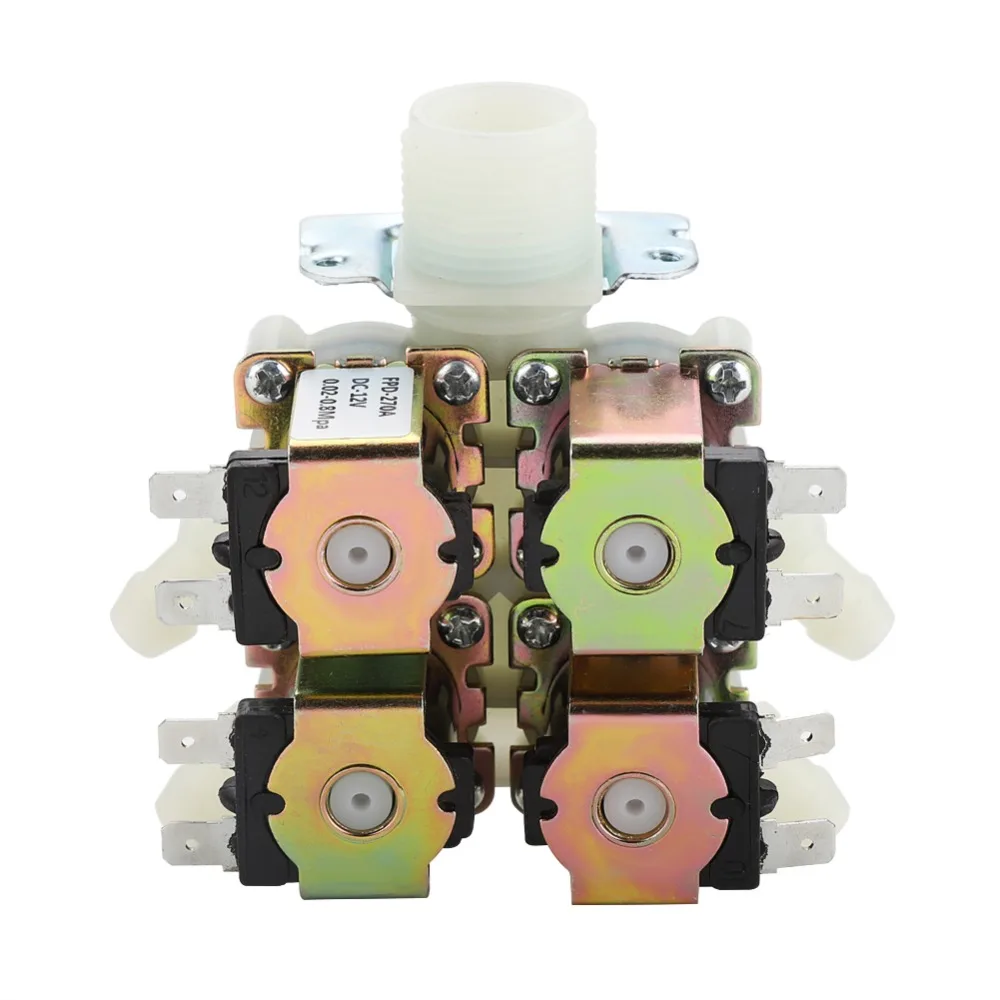 

DC 12V Wate Valve Electric Solenoid Valve DN20 G3/4" 1 in 4 out Plastic Electromagnetic Valve Normally Closed Water Drain Valve