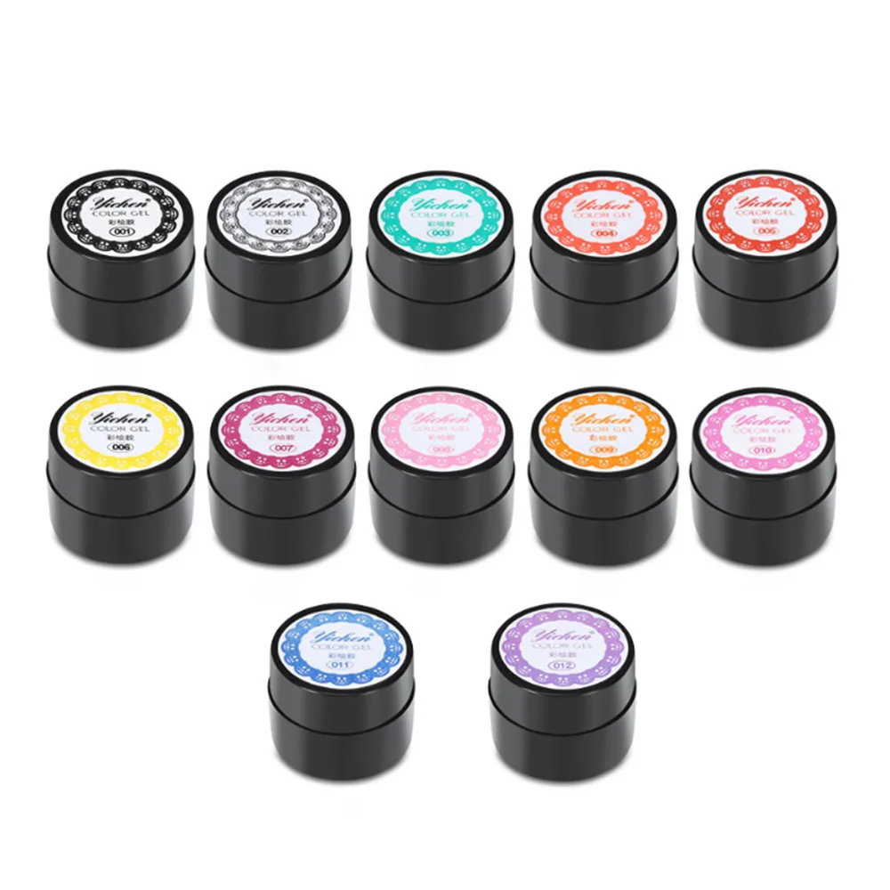 Professional 8ml UV Gel Nail Polish Glue 12 Colors 3D Gel Nail Art Pigment Set Manicure Tips