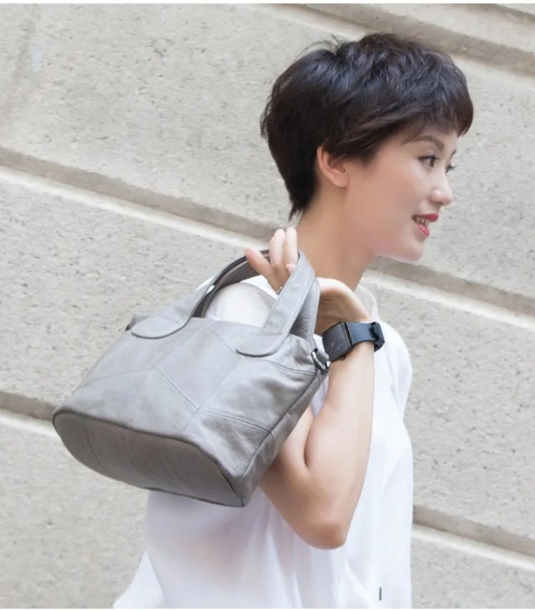 MJ Women Genuine Leather Bag Female Real Cow Leather Handbag Small Tote Bags Ladies Shoulder Handbag Messenger Bag for Women (37)