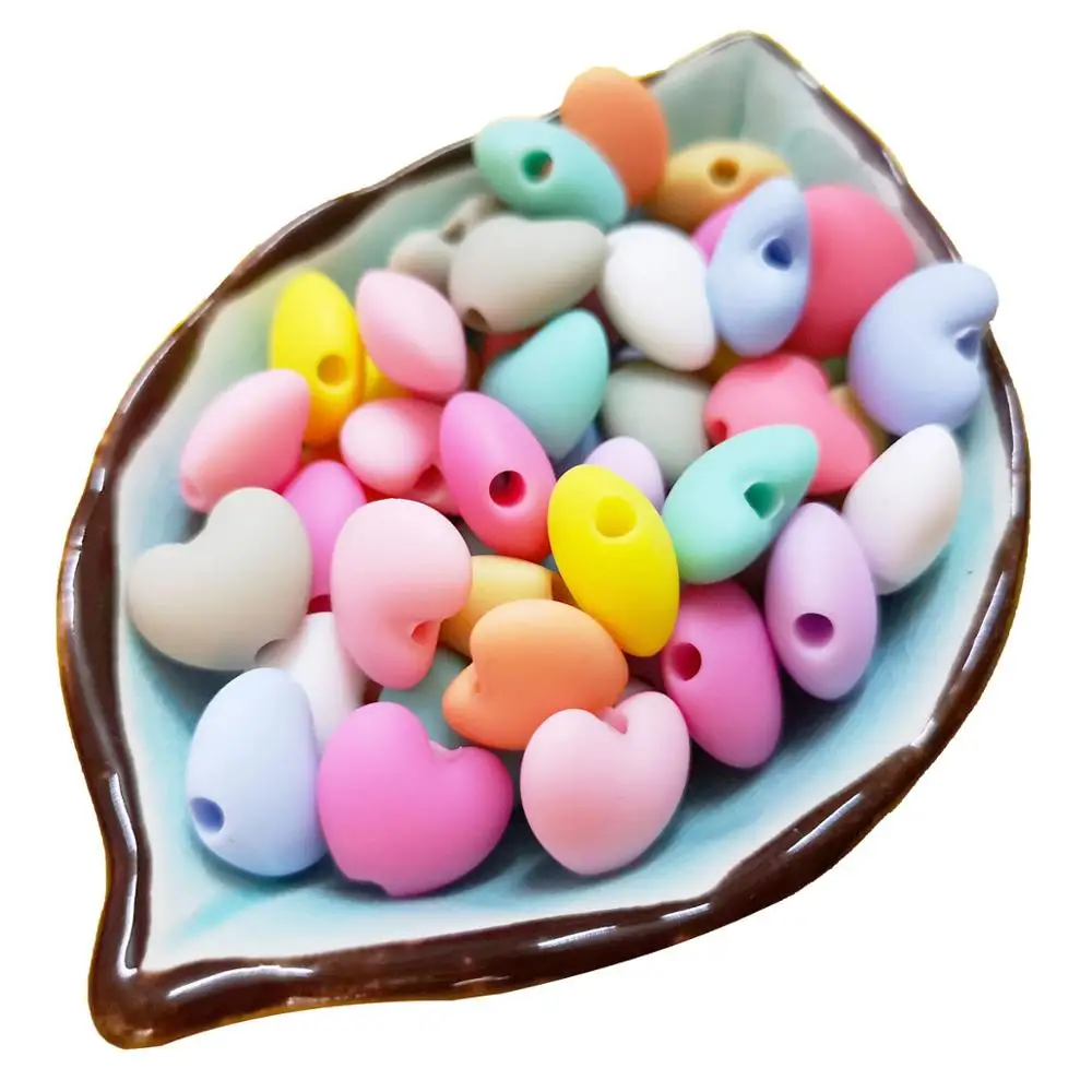 

40pcs Heart Silicone Beads 12mm BPA Free Chewing Toys Baby Teether Bead For DIY Pacifier Chain Clips Teething Necklace Bracelet